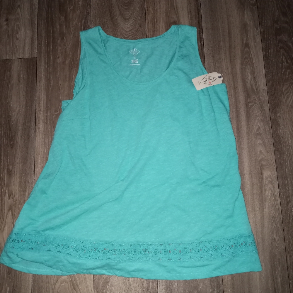 St John's bay sleeveless blouse plus size 1X new with tags aqua blue